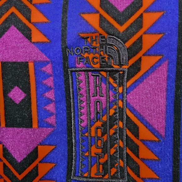 The North Face Womens XS Aztec Print Sweat Shirt Purple/Orange Cotton Blend - Picture 3 of 4